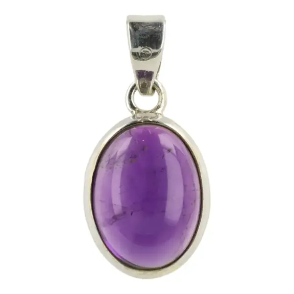 Leuke ovale amethist hanger in zilver van 14mm hoog