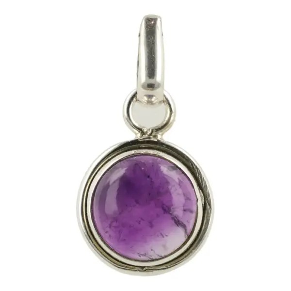 Leuke ronde amethist hanger in zilver met diameter van 9,5mm (nr.3)