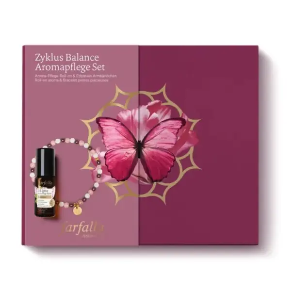 Farfalla cyclus balans aroma verzorgingset met geur roller en armbandje