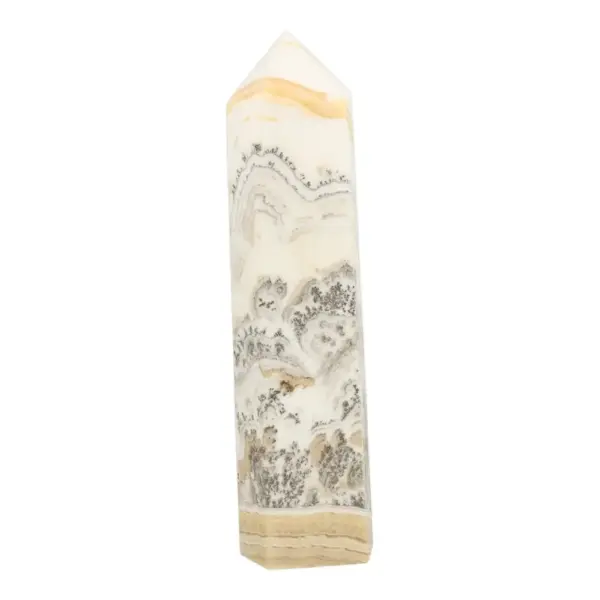 Fijne lichte dendriet calciet toren van 20cm hoog